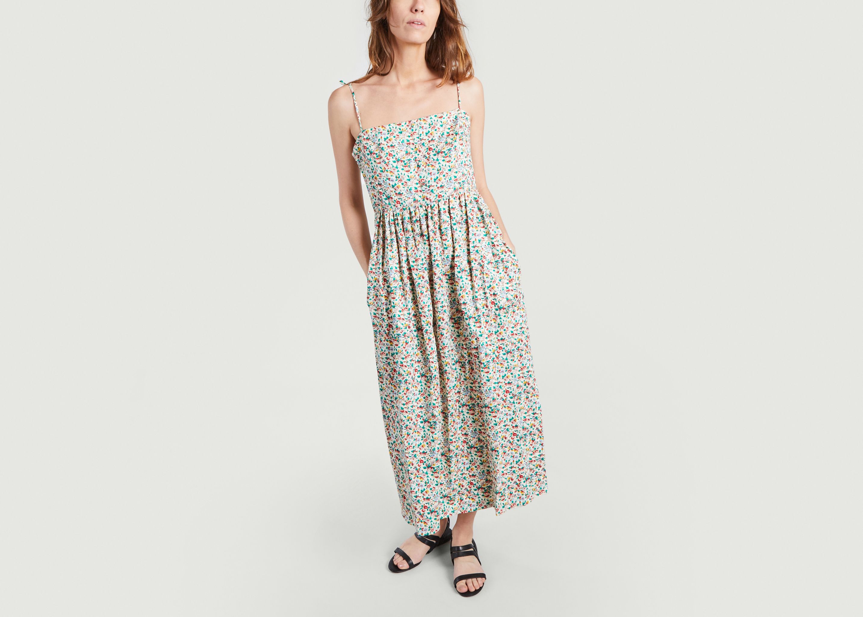 Strapless long dress with floral pattern V - People Tree