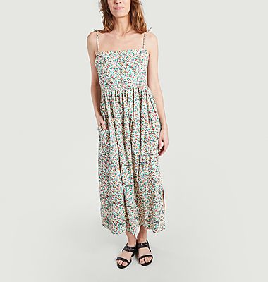 Strapless long dress with floral pattern V