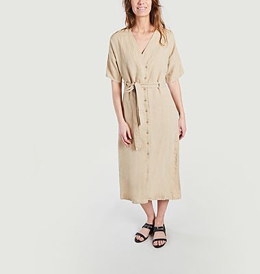 Belted dress in linen India