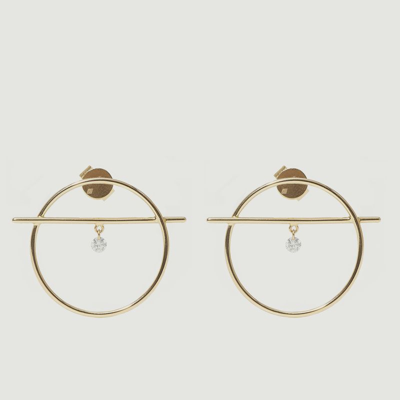 Boucles d'oreilles pendantes or et diamant Fibule XS - Persée Paris