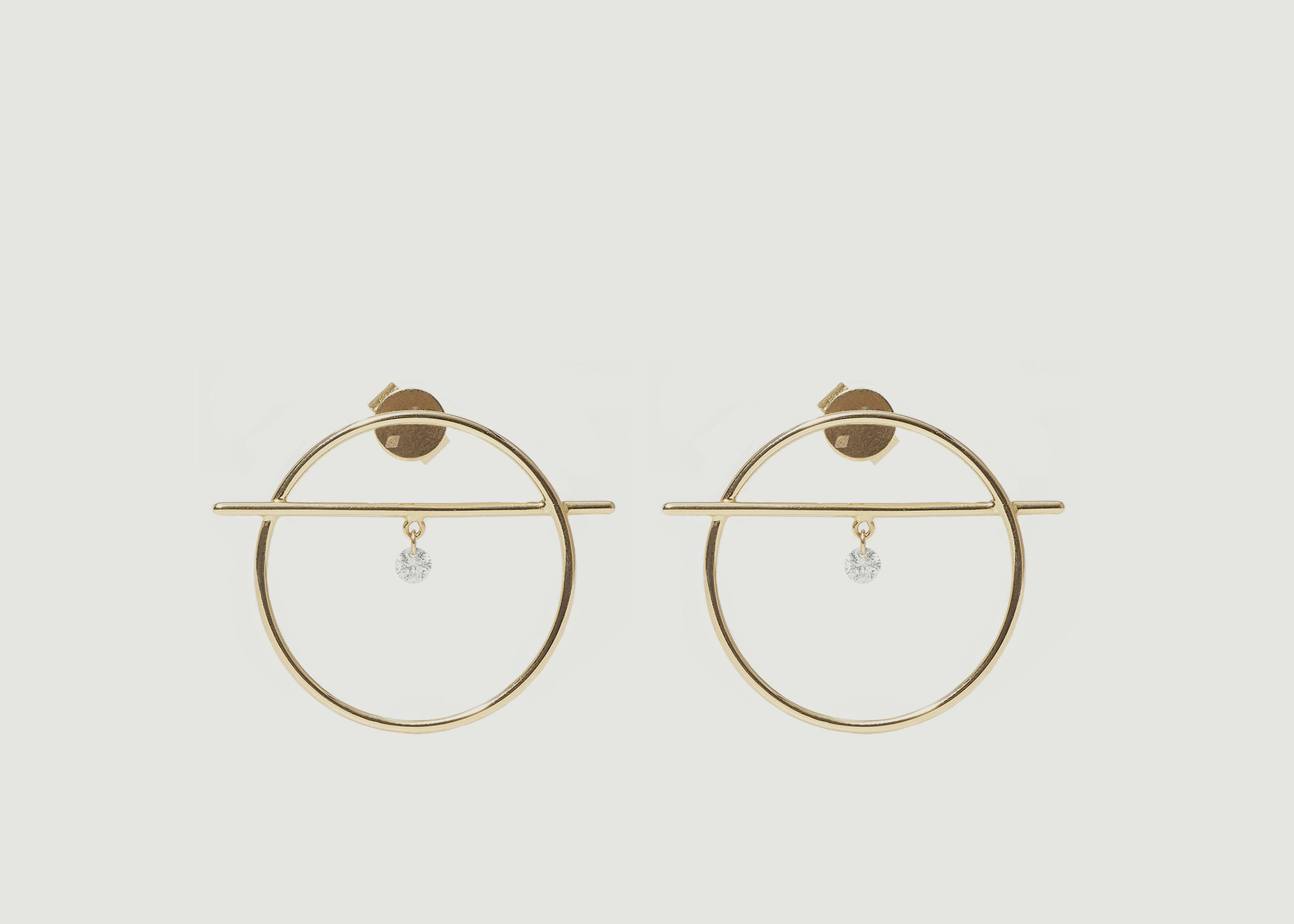 Fibule XS gold and diamond dangling earrings - Persée Paris