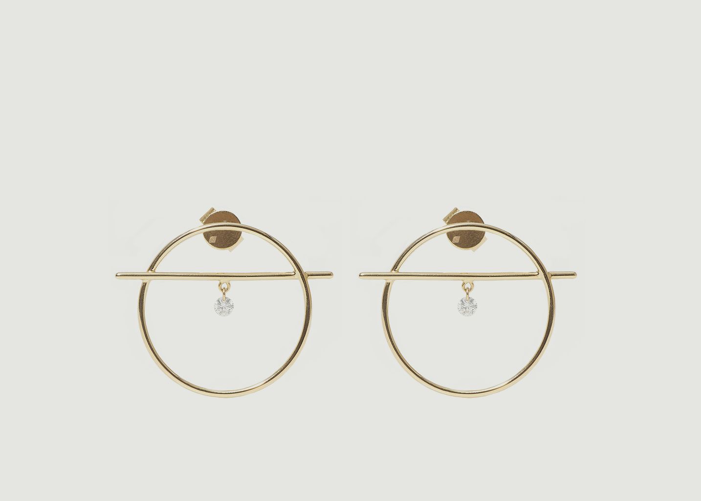Fibule XS gold and diamond dangling earrings - Persée Paris