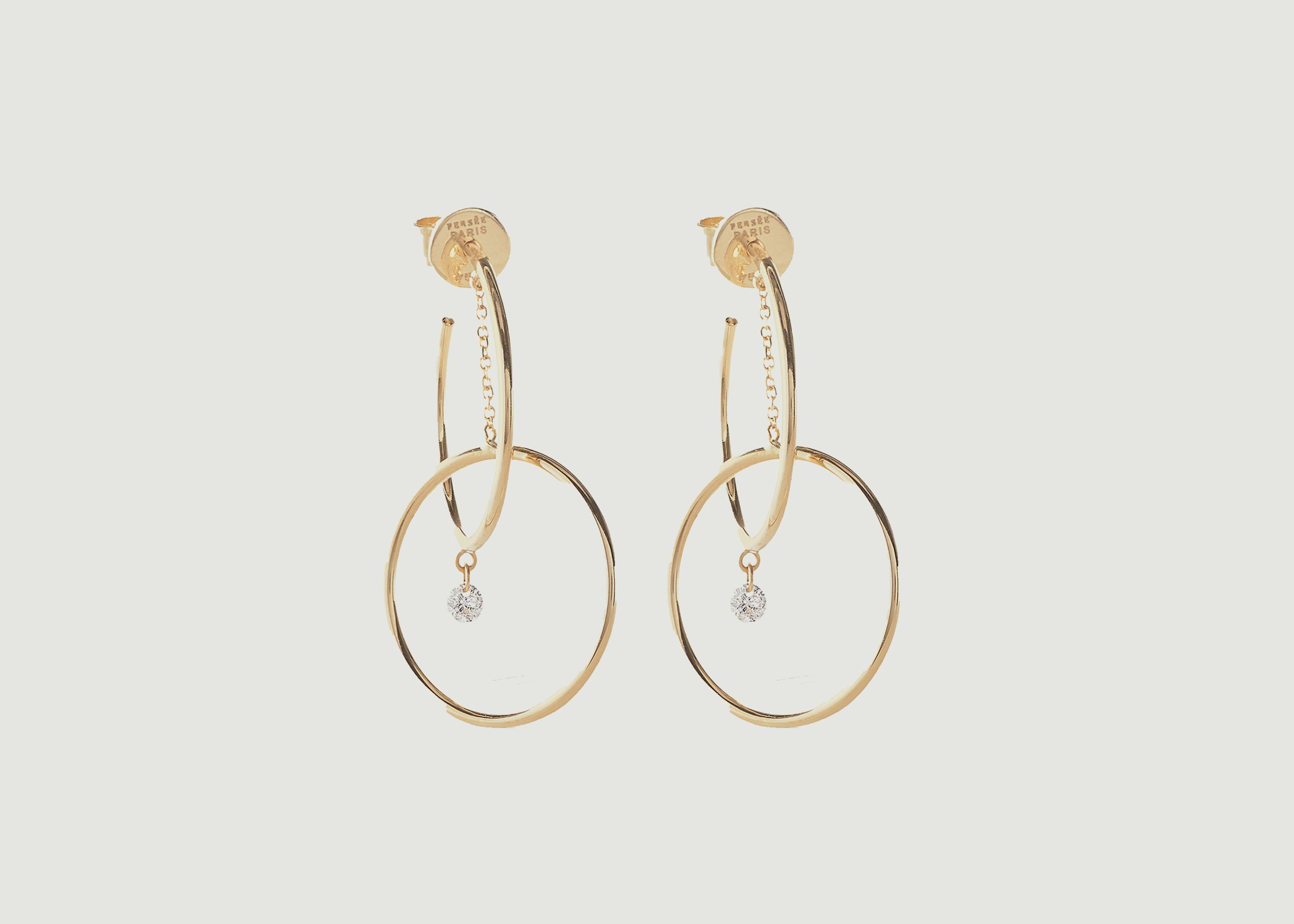 Orbit Turn Around baumelnde Ohrringe aus Gold und Diamanten - Persée Paris
