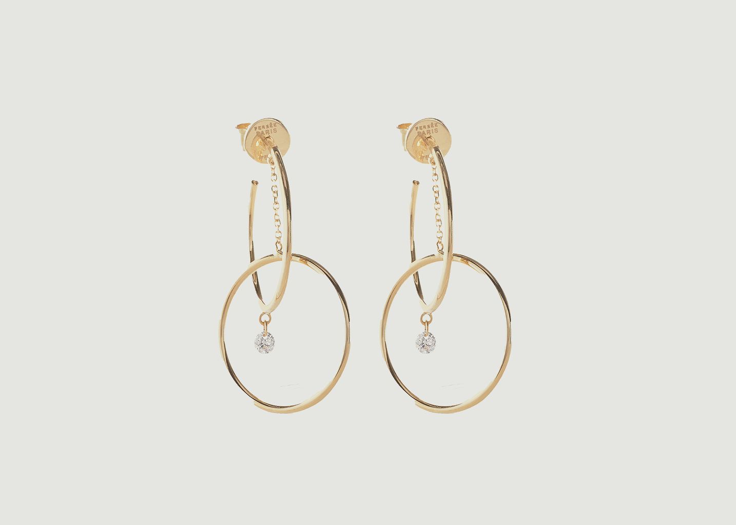 Boucles d'oreilles pendantes or et diamant Orbite Turn Around - Persée Paris