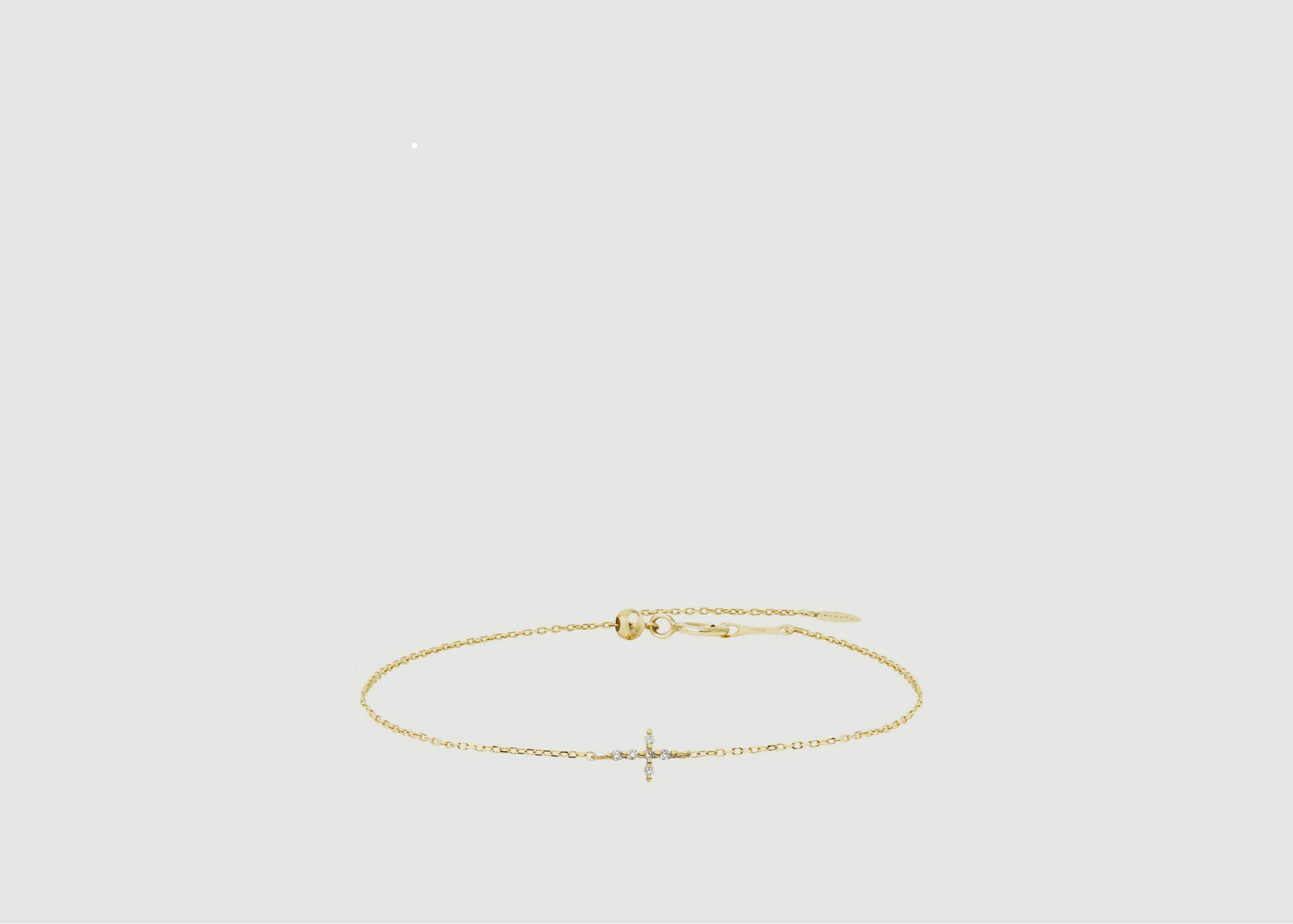 Yellow gold bracelet Cross paved with diamonds - Persée Paris