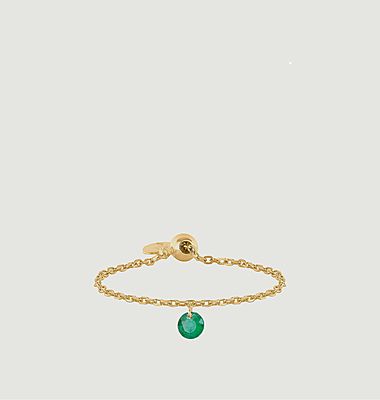 Gold and Emerald Chain Ring 