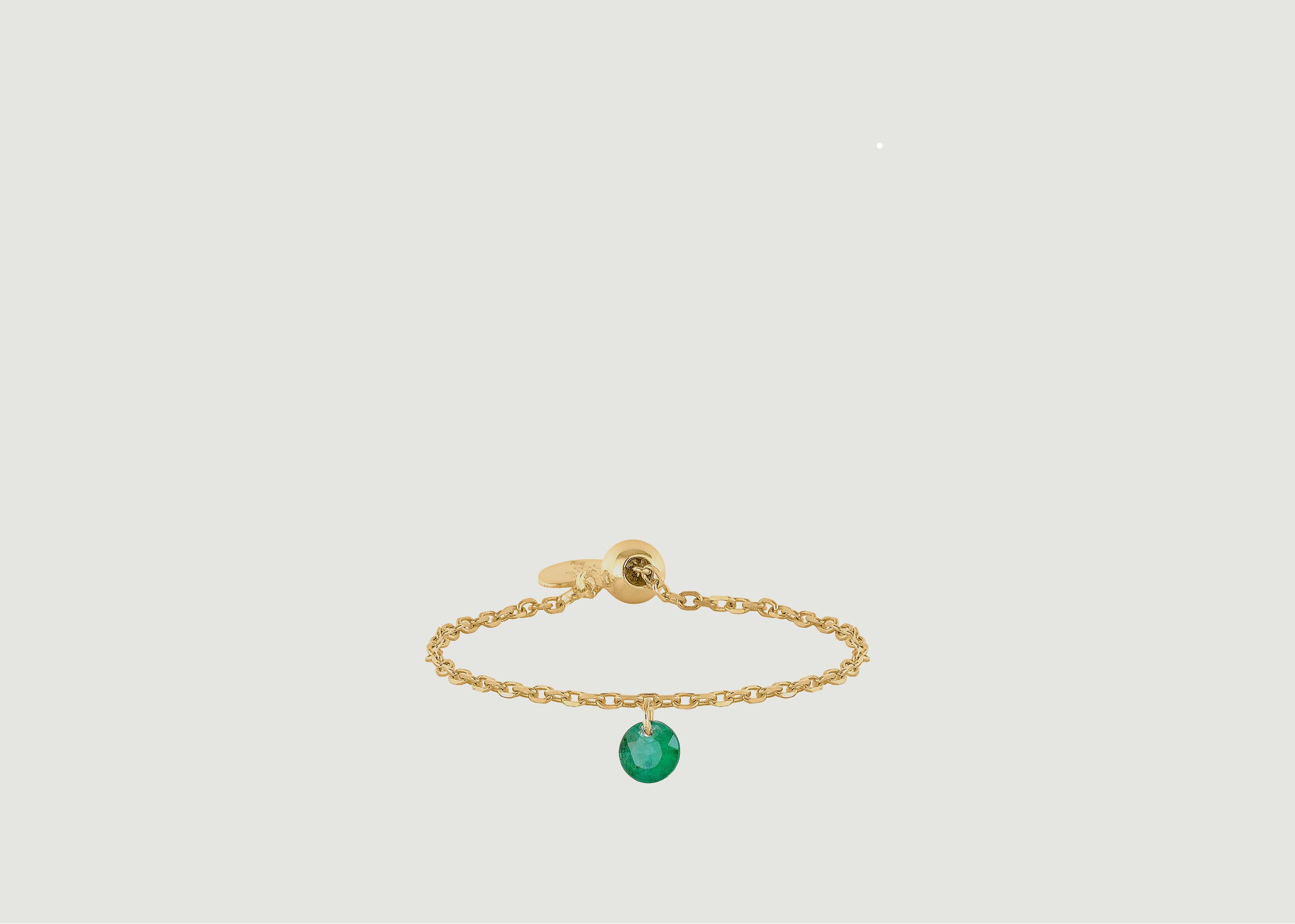 Gold and Emerald Chain Ring  - Persée Paris