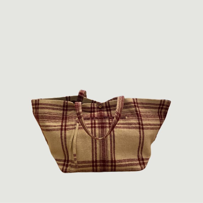 Grand sac cabas en lainage à carreaux Aya Bitloom - Petite Mendigote