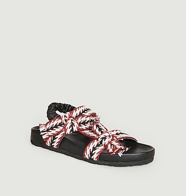 Sandals with fancy straps in cotton Laura