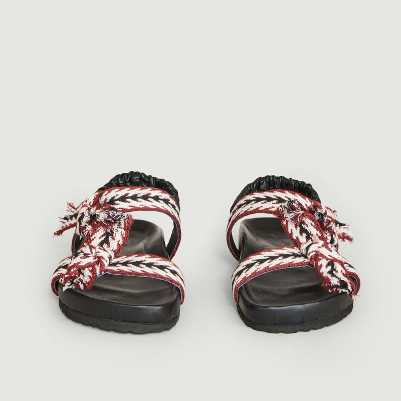 Sandals with fancy straps in cotton Laura - Petite Mendigote