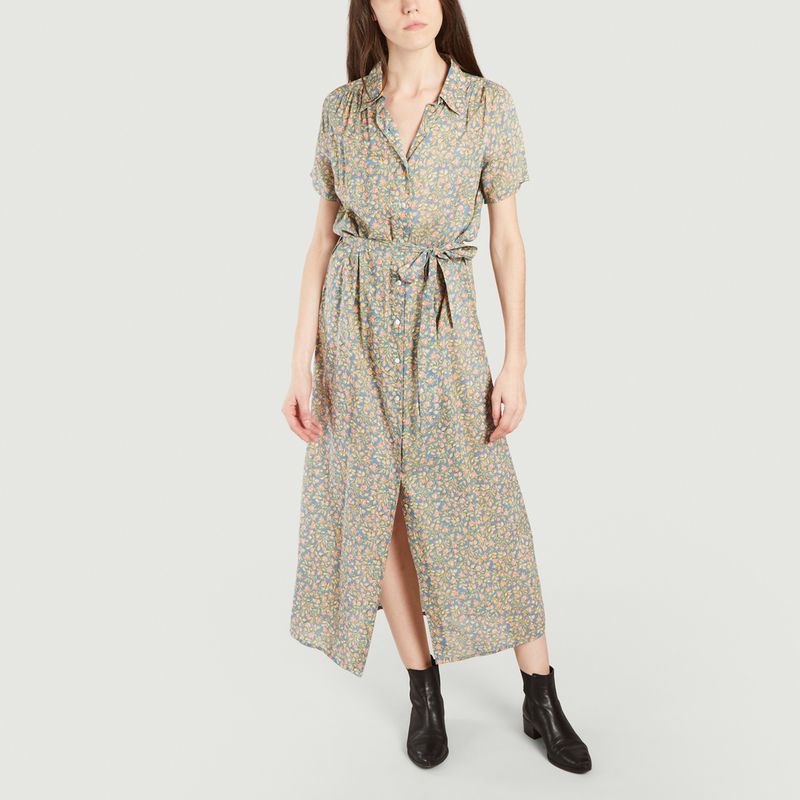 Verkaufen Sie Maxikleid Hemdbluse Aurélie Blau Petite Mendigote Paris zu  -30%| L'Exception