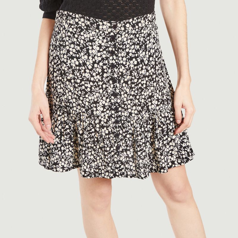 Short buttoned skirt with floral pattern Othile - Petite Mendigote