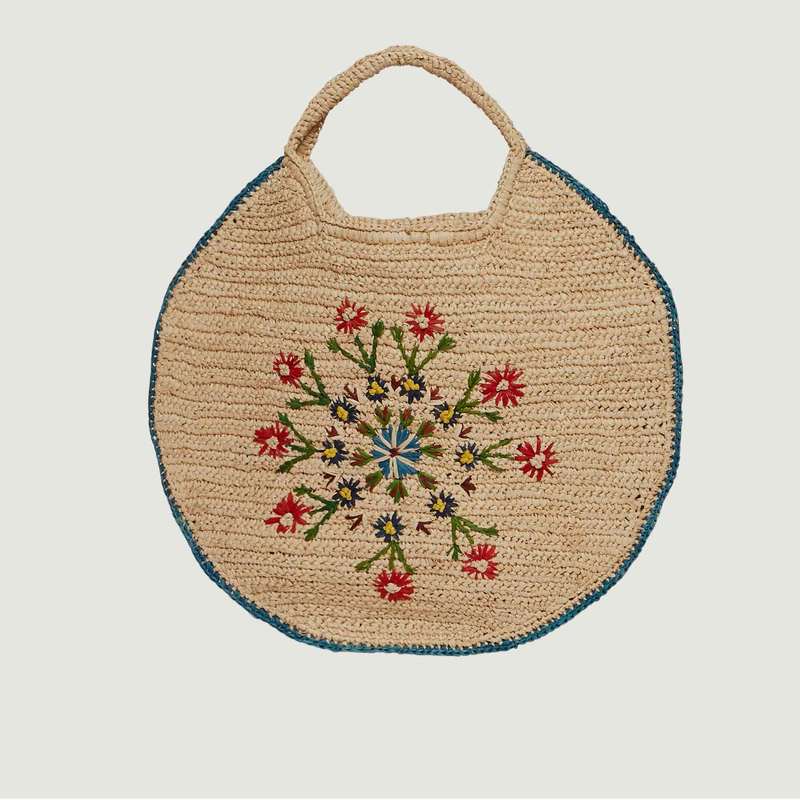 Palma Round Embroidered Raphia Bag - Petite Mendigote