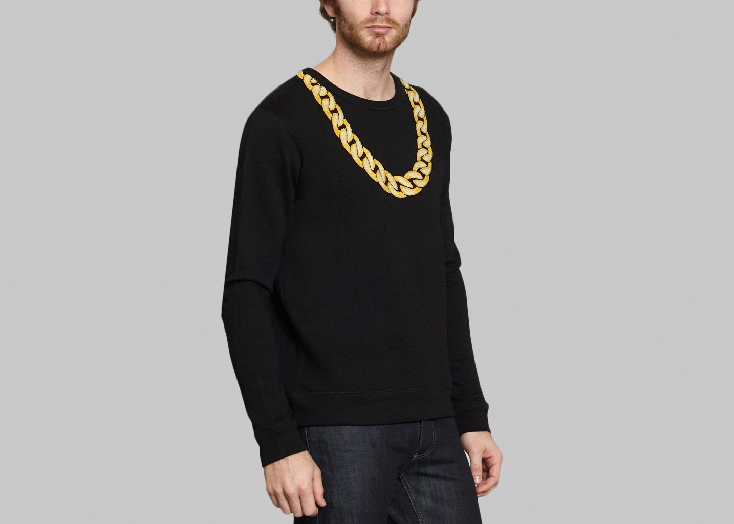 Boy's Black & Gold Medal Chain Fashion Hoodie 