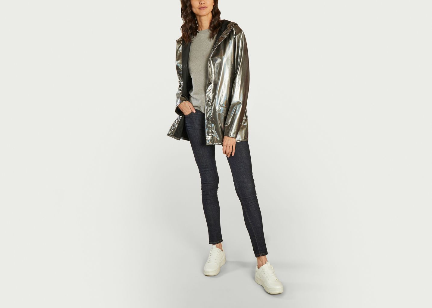 Veste coupe-vent holographique à capuche - Rains