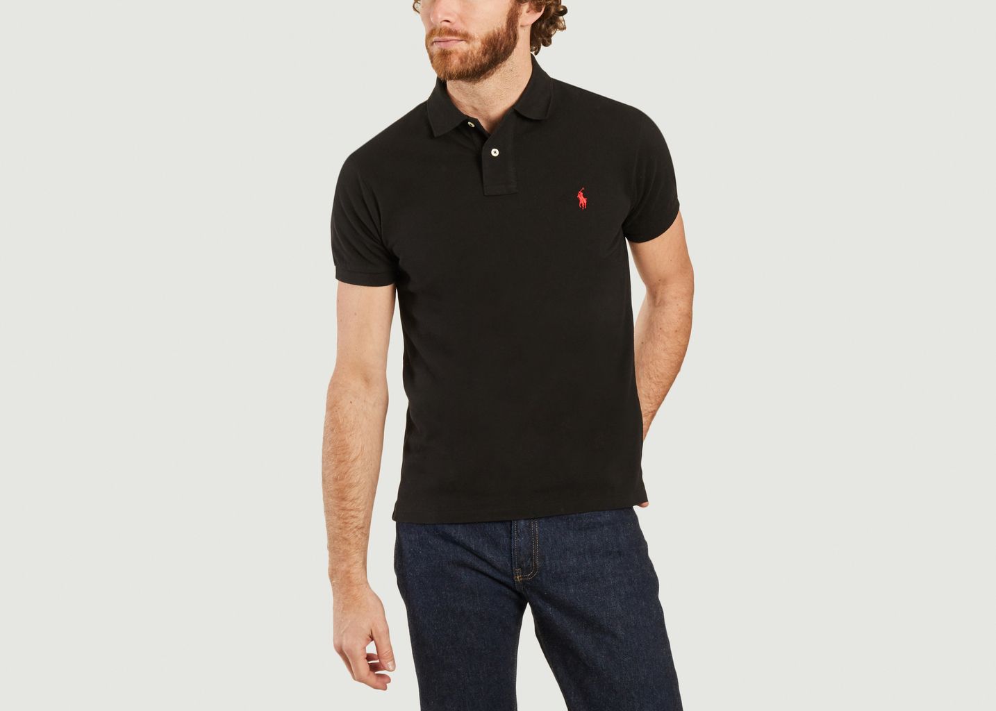 Cotton pique fitted polo shirt - Polo Ralph Lauren