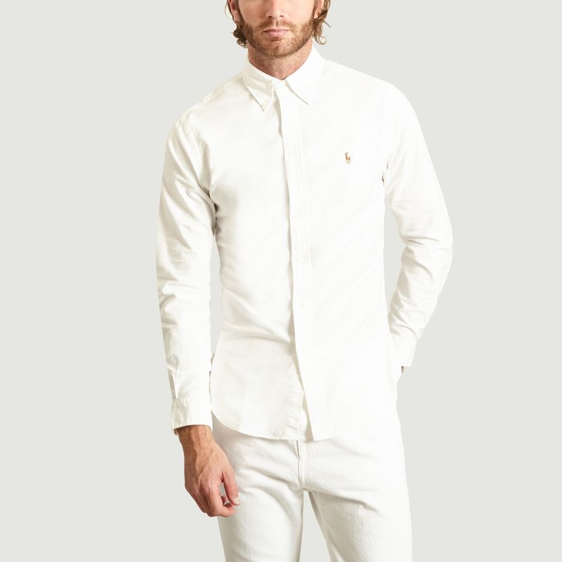 polo ralph lauren oxford shirt in slim fit white