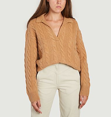 Wool-cashmere v-neck sweater