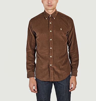 Fitted corduroy shirt with logo