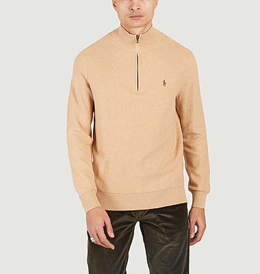 Halb-Zipper-Pullover aus Baumwoll-Piqué 