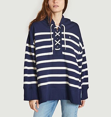 Striped sweater with laces