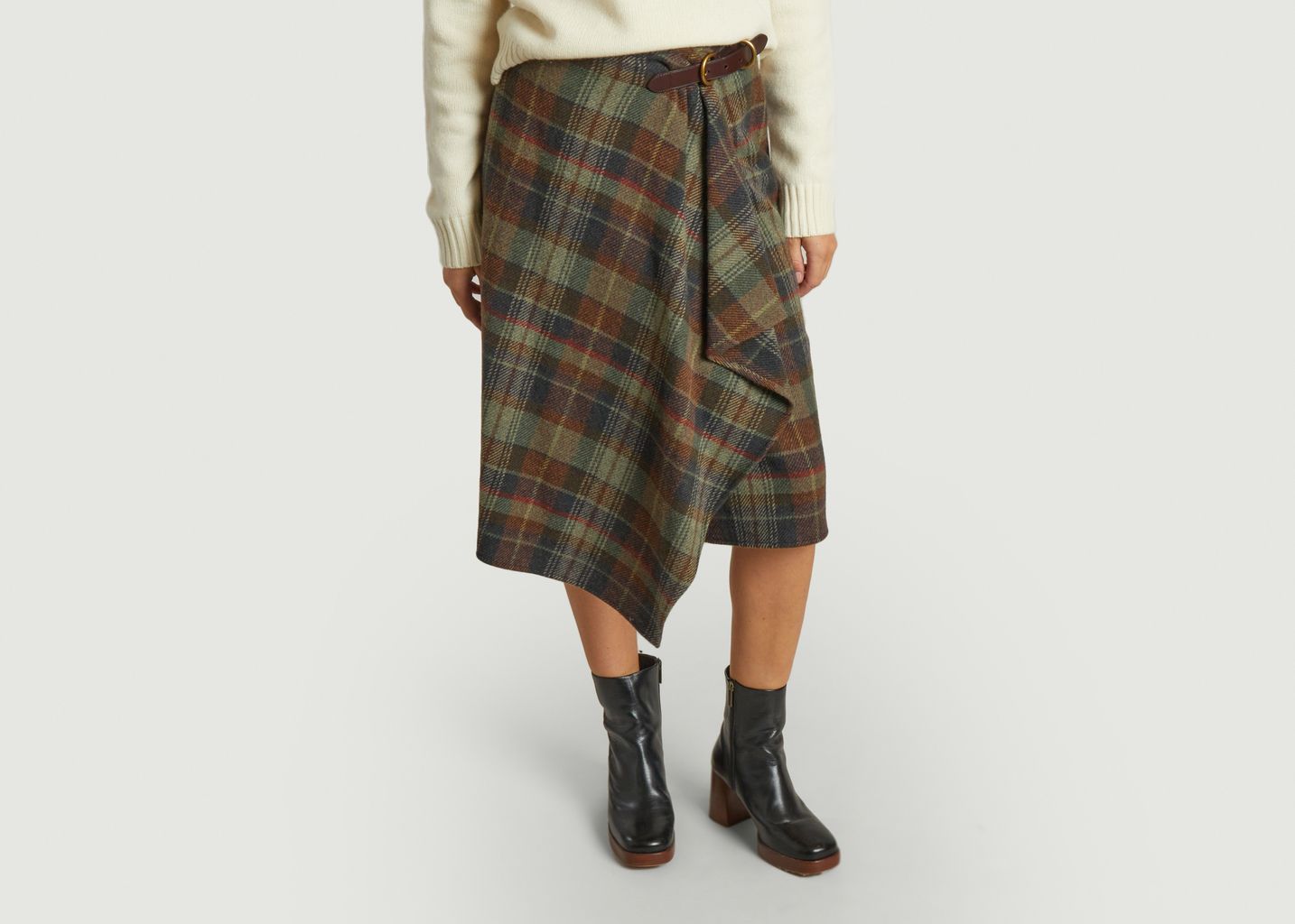 Tartan skirt with buckle and herringbone detail - Polo Ralph Lauren