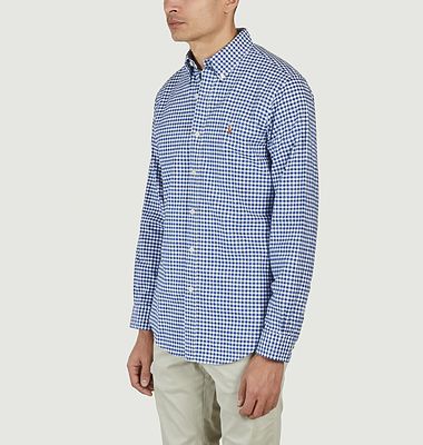 Oxford cotton straight shirt with small checks