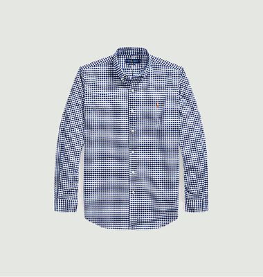 Oxford cotton straight shirt with small checks