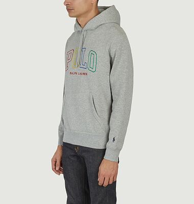 Hoodie with embroidered multicolored logo