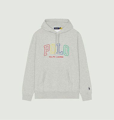Hoodie with embroidered multicolored logo