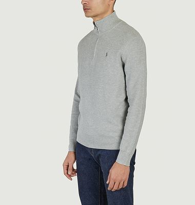 Piqué Cotton Half-Zip Sweater