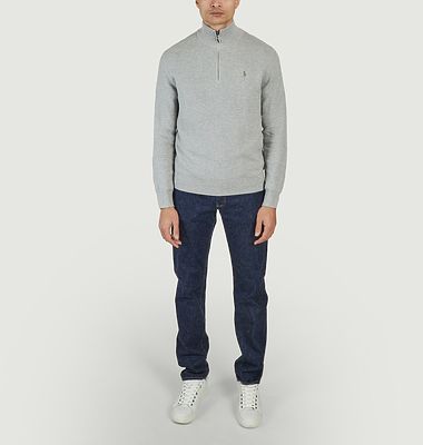 Piqué Cotton Half-Zip Sweater