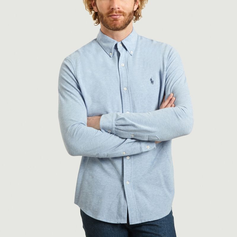 Cotton Piqué Shirt With Logo Light Blue Polo Ralph Lauren | L'Exception