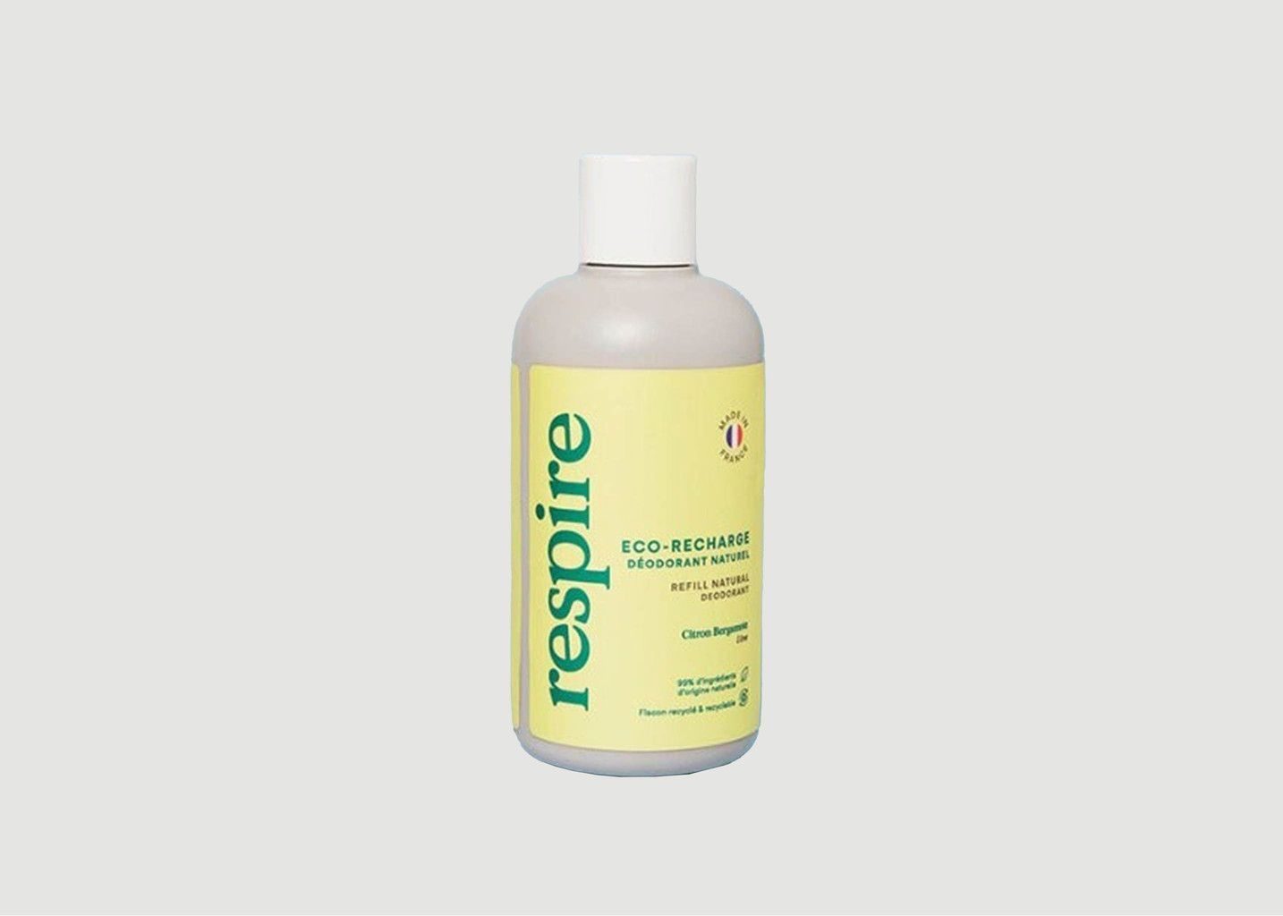 Eco recharge Déodorant naturel Roll on Citron Bergamote 150ml	 - Respire