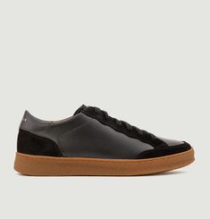 N°14 bi-material leather low sneakers