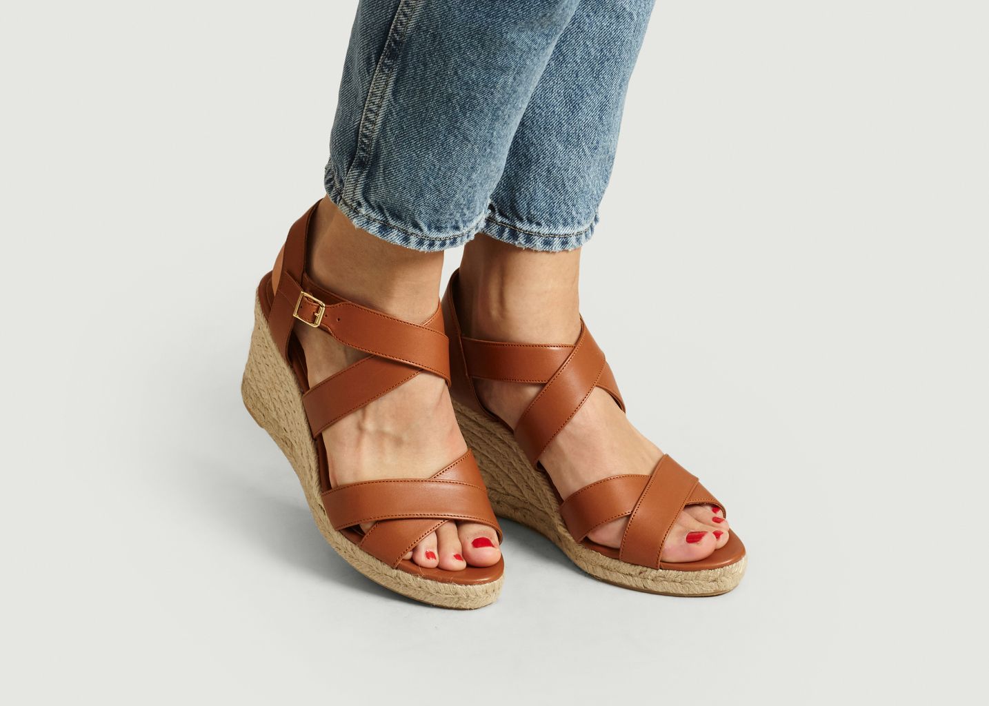Sandales compensées en cuir n°192 - Rivecour