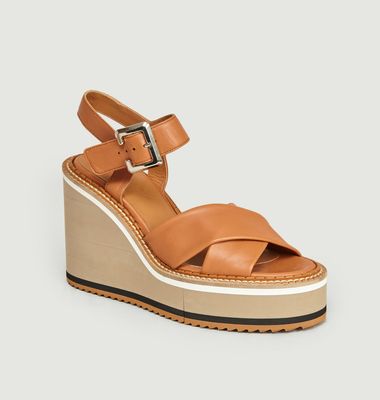 Sandales Compensées à Plateforme En Cuir Noémie