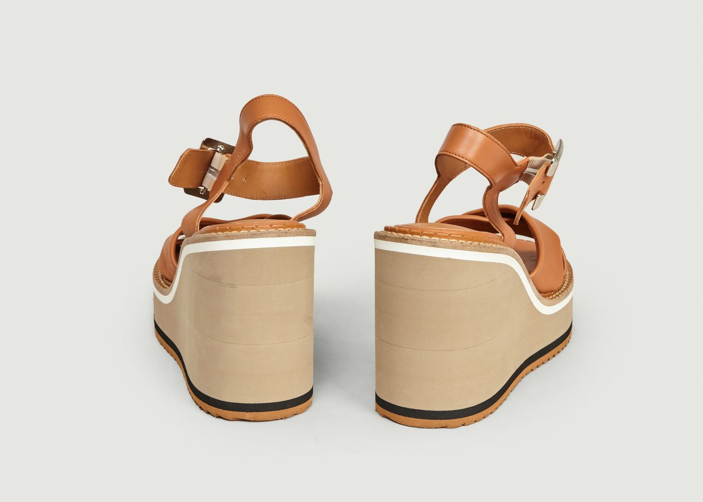 Noémie Platform Wedge Leather Sandals - Clergerie