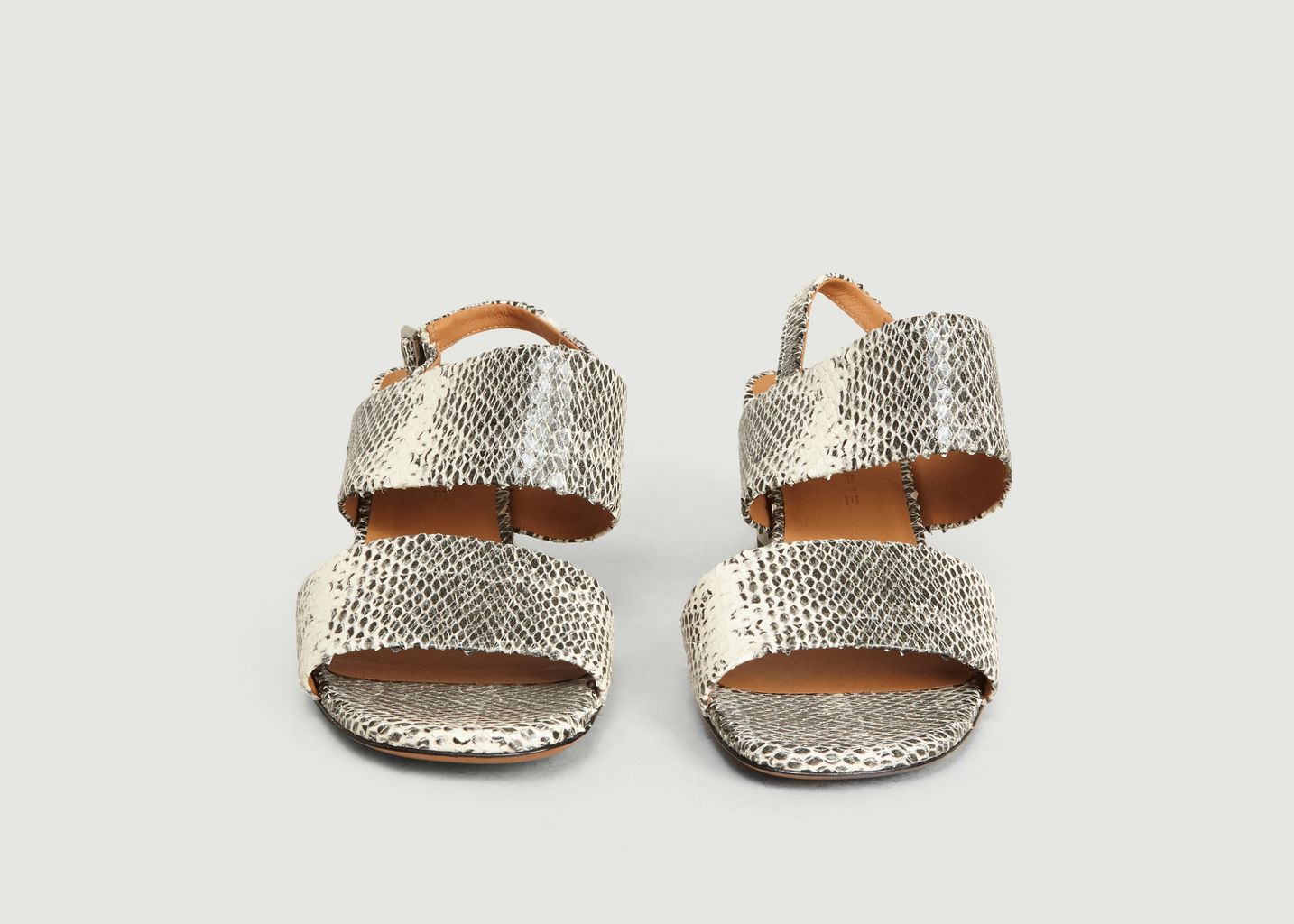 Léonie Cobra Effect Leather Sandals - Clergerie