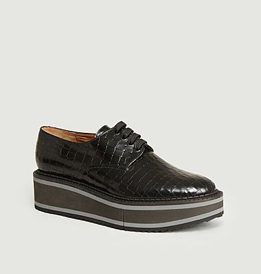 Derbies en cuir façon croco à plateforme Brook