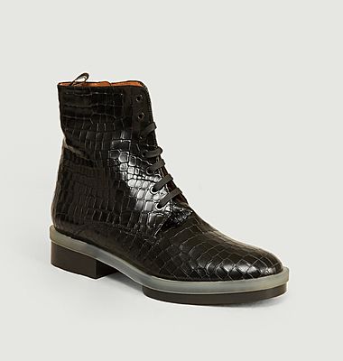 Bottines en cuir façon croco Robyn