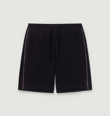 Cotton Piqué Jogging Shorts w. Piping