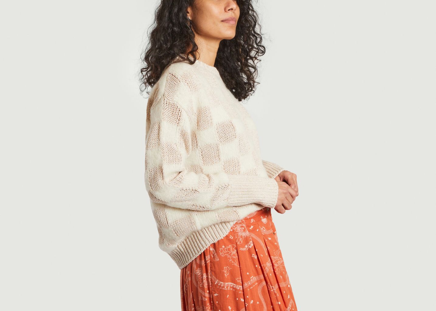 Pull Darius Fiat maille à motif damier 3D - Roseanna