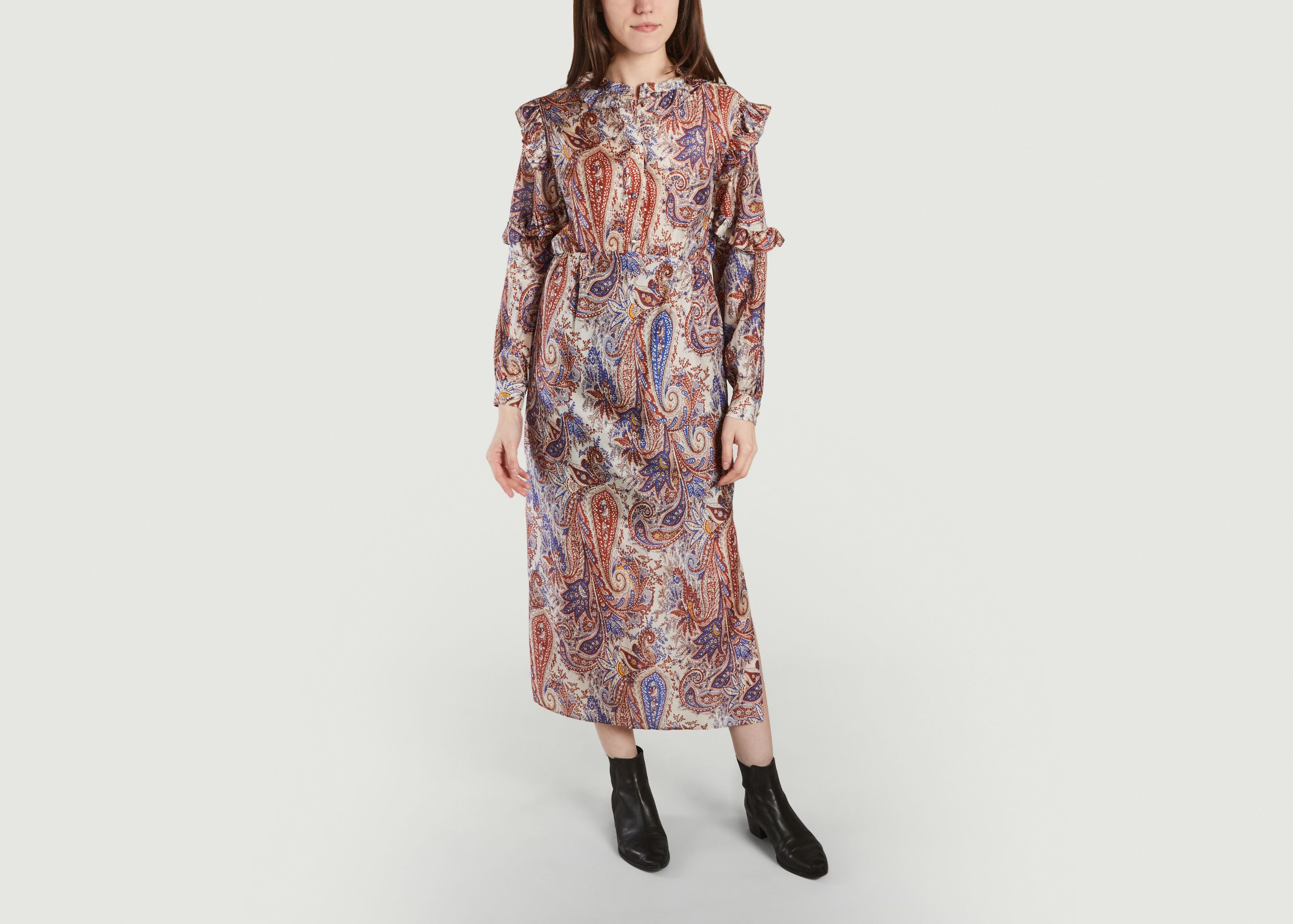 Arlo Paisley-Kleid aus italienischer Seidenleinwand - Roseanna