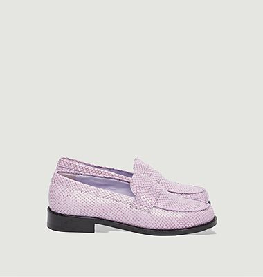 Lilac leather loafers