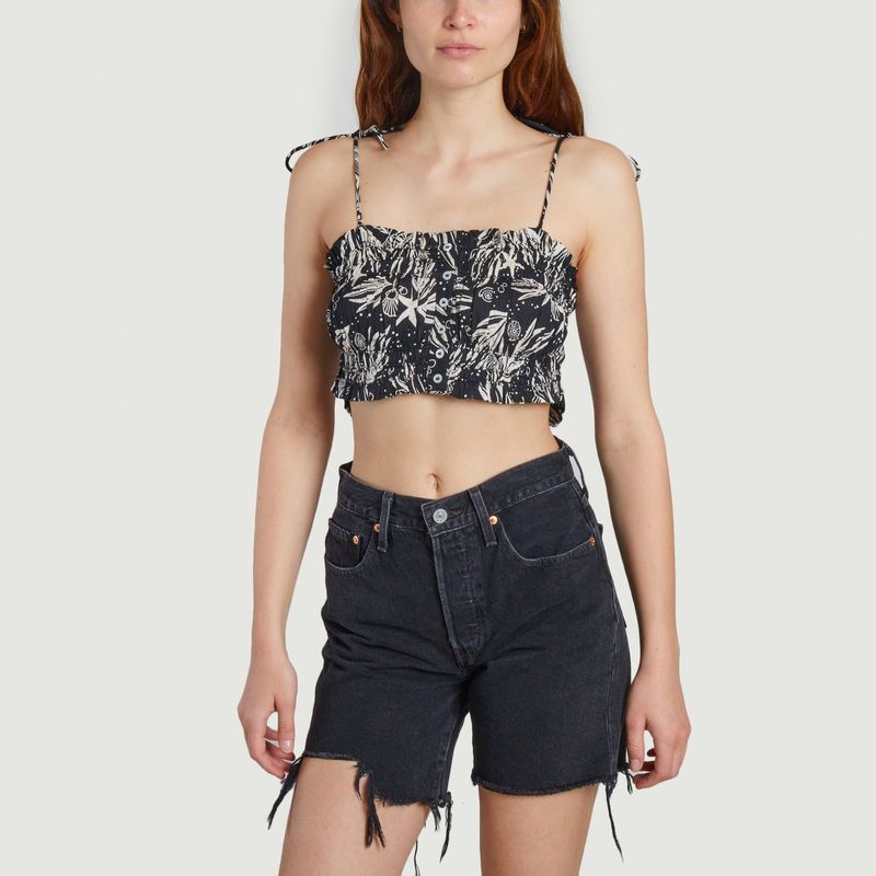 Fire Holiday printed cotton crop top - Roseanna