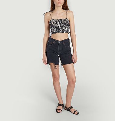Fire Holiday printed cotton crop top