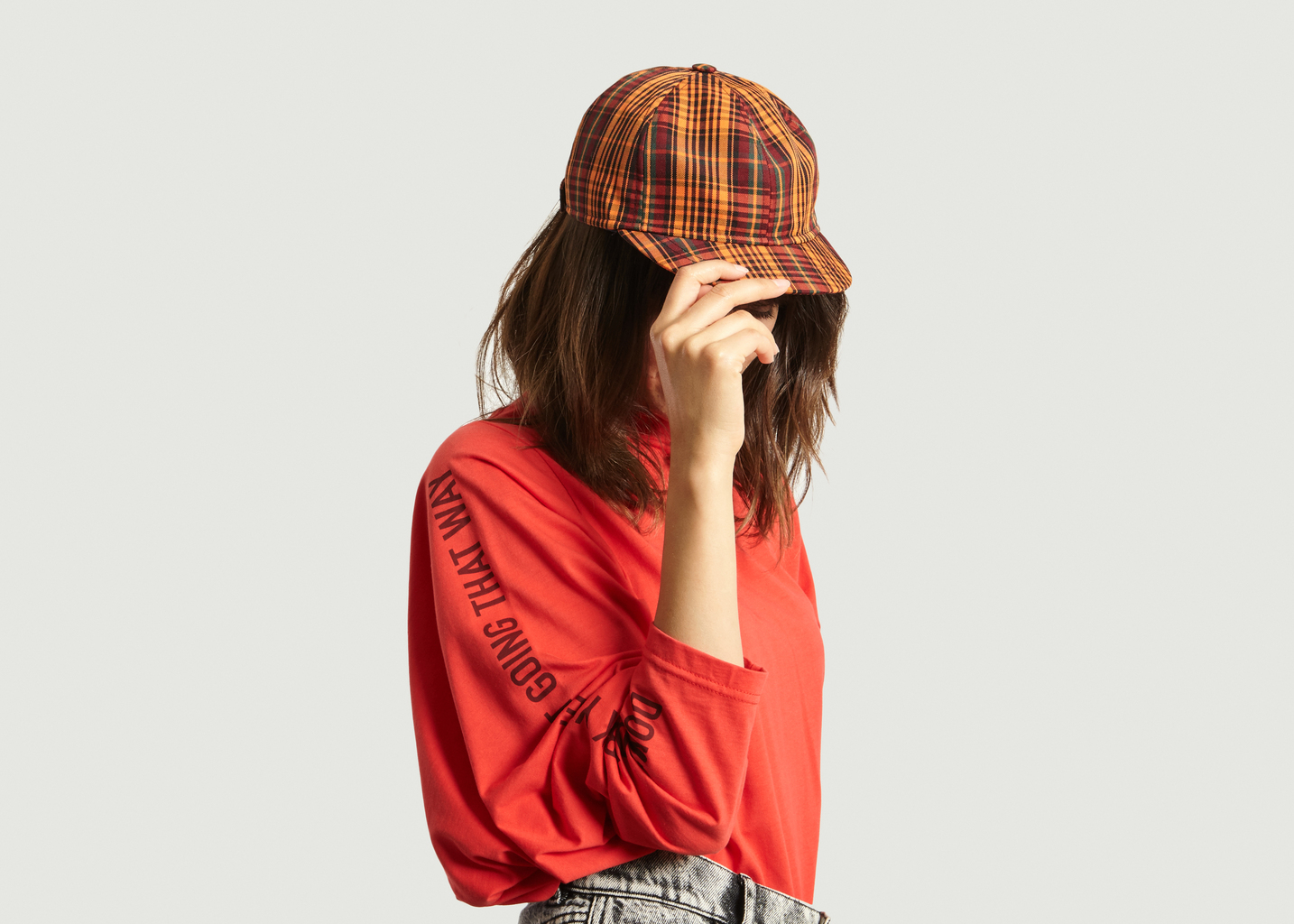 Rouge Tartan Visière Polyester /& Coton mélangé