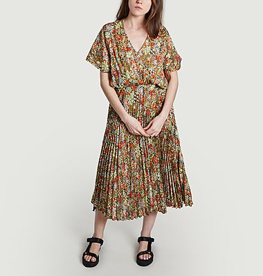 Andorothe floral pleated long dress