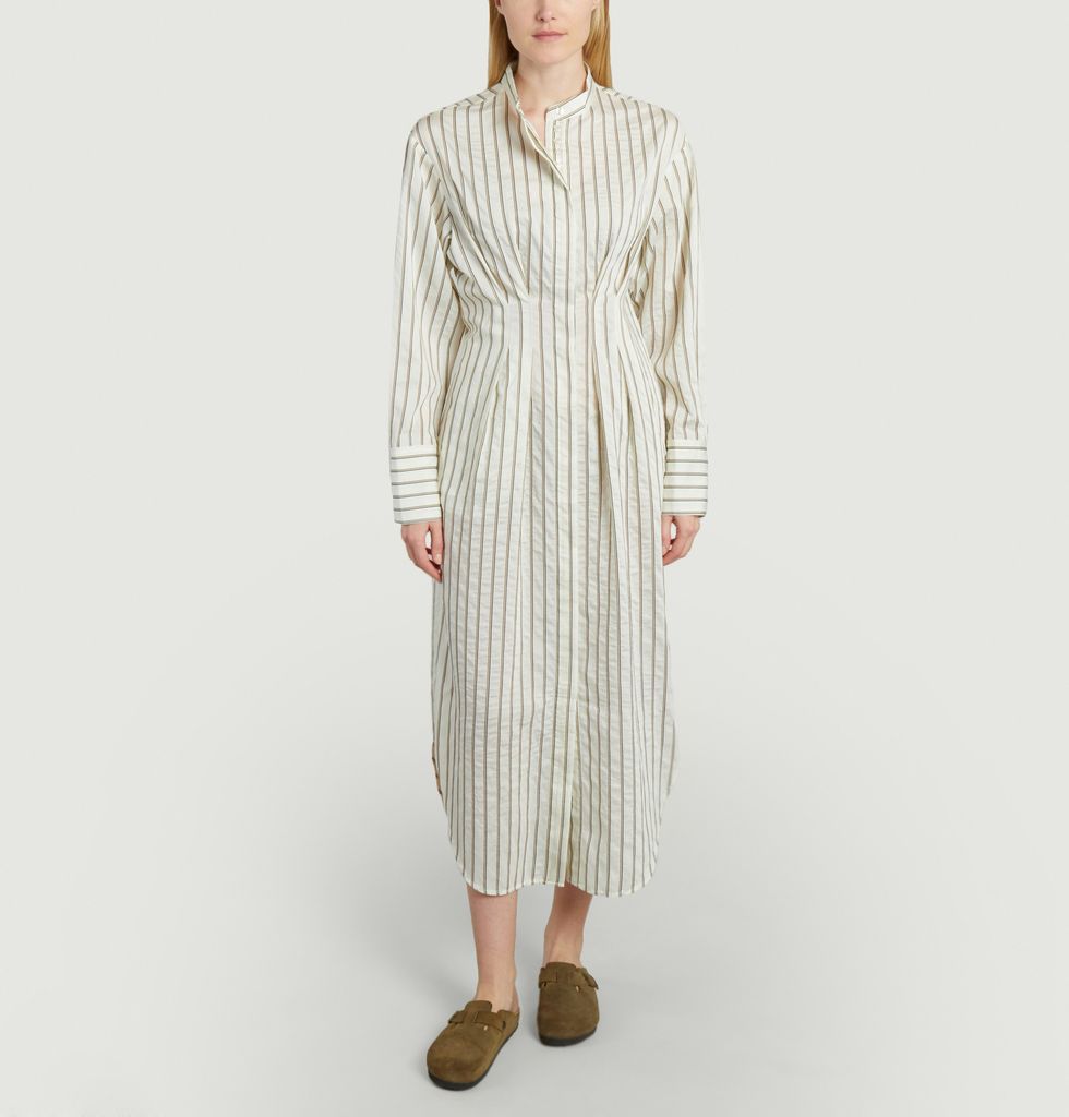 Sabosse striped midi shirt-dress Off White Samsoe & Samsoe
